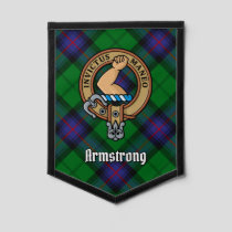 Clan Armstrong Crest over Tartan Pennant