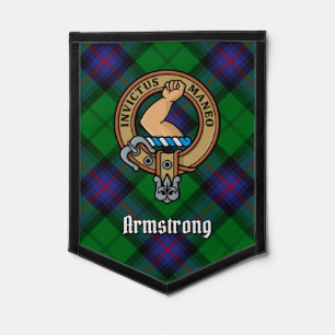 Clan Armstrong Crest over Tartan Pennant