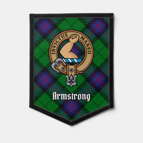 Clan Armstrong Crest over Tartan Pennant