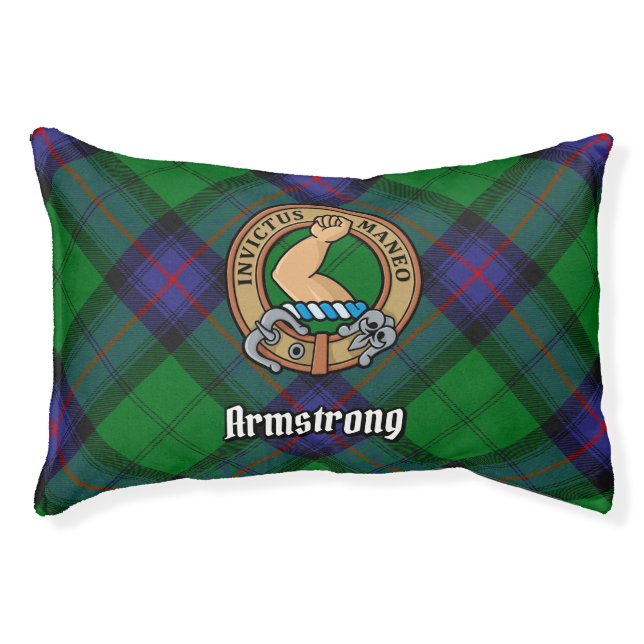 Clan Armstrong Crest over Tartan Pet Bed (Front)