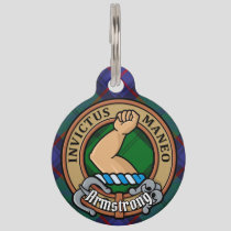 Clan Armstrong Crest over Tartan Pet ID Tag
