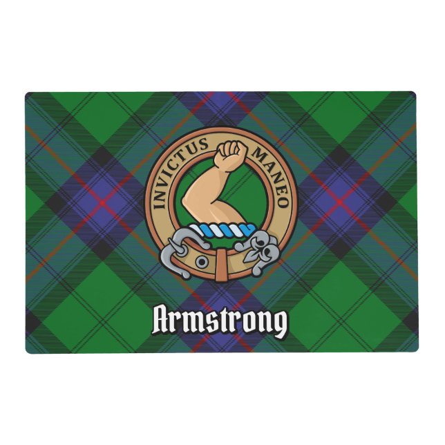 Clan Armstrong Crest over Tartan Placemat (Front)