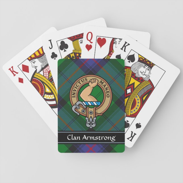 Clan Armstrong Crest over Tartan Playing Cards (Back)
