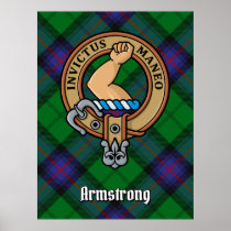 Clan Armstrong Crest over Tartan Poster