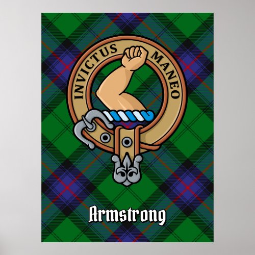 Clan Armstrong Crest over Tartan Poster