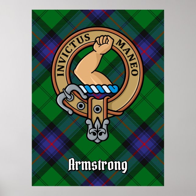 Clan Armstrong Crest over Tartan Poster (Front)