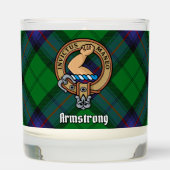 Clan Armstrong Crest over Tartan Scented Candle (Front)