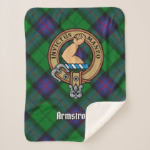 Clan Armstrong Crest over Tartan Sherpa Blanket