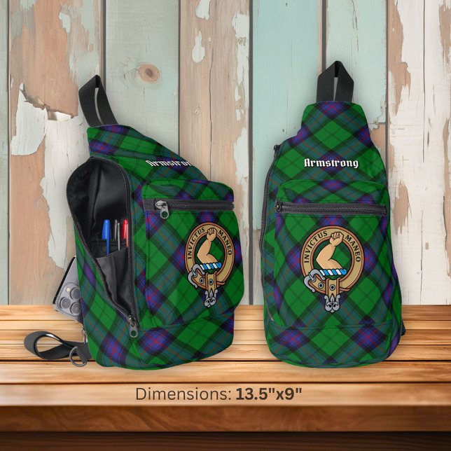 Clan Armstrong Crest over Tartan Sling Bag (Creator Uploaded)