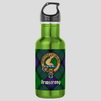 Clan Armstrong Crest over Tartan Stainless Steel Water Bottle