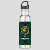 Clan Armstrong Crest over Tartan Stainless Steel Water Bottle