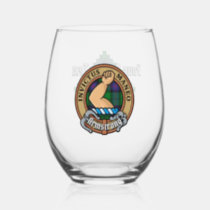 Clan Armstrong Crest over Tartan Stemless Wine Glass