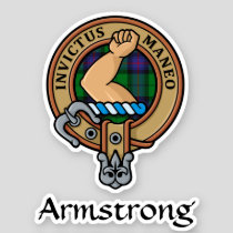 Clan Armstrong Crest over Tartan Sticker