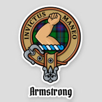Clan Armstrong Crest over Tartan Sticker