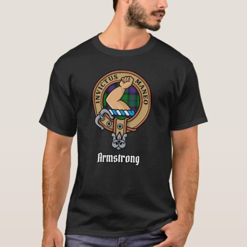 Clan Armstrong Crest over Tartan T_Shirt