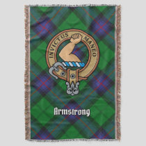Clan Armstrong Crest over Tartan Throw Blanket