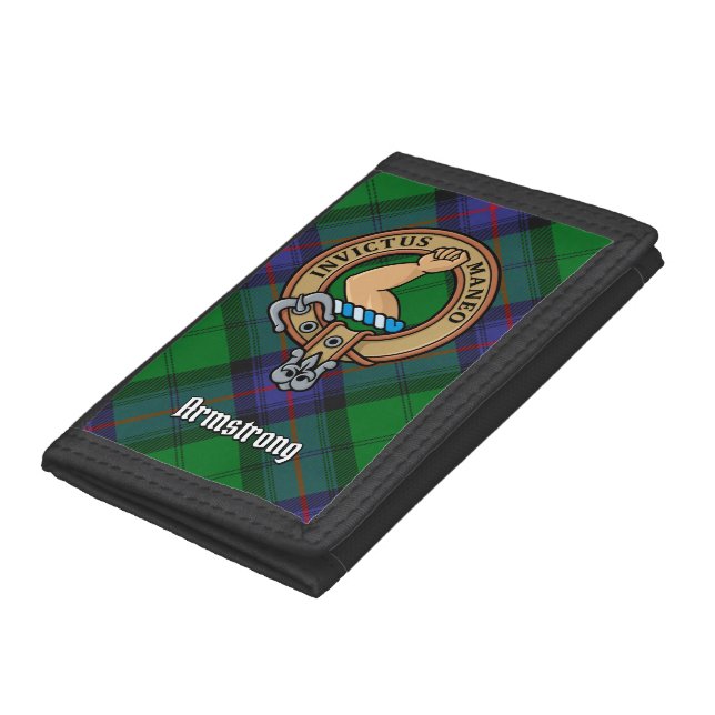 Clan Armstrong Crest over Tartan Trifold Wallet (Bottom)
