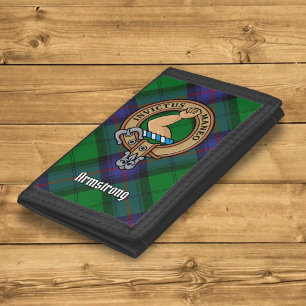 Clan Armstrong Crest over Tartan Trifold Wallet