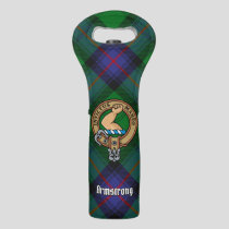 Clan Armstrong Crest over Tartan Wine Bag