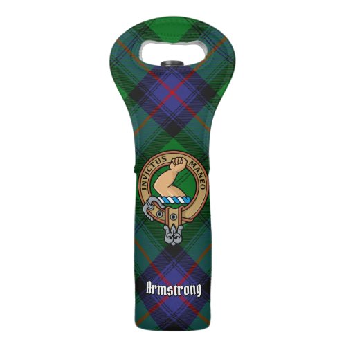 Clan Armstrong Crest over Tartan Wine Bag