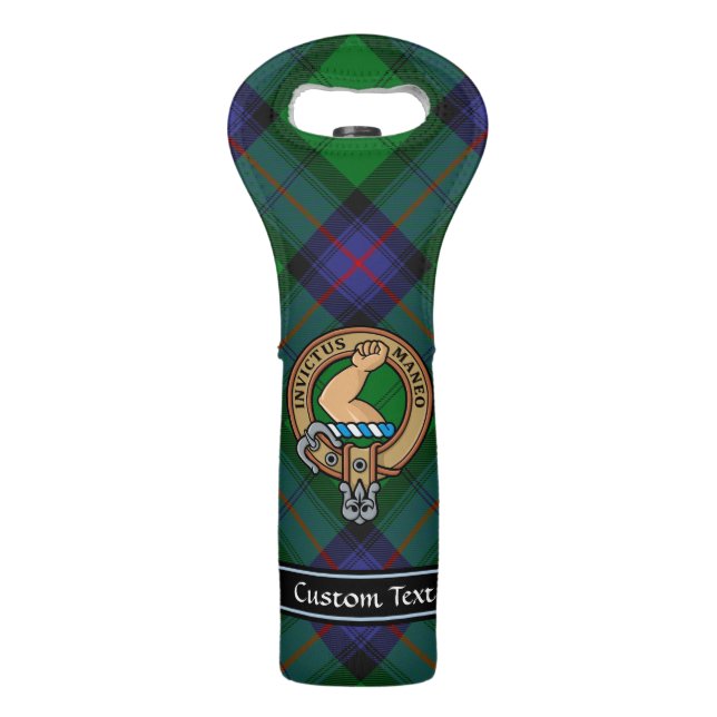 Clan Armstrong Crest over Tartan Wine Bag (Front)