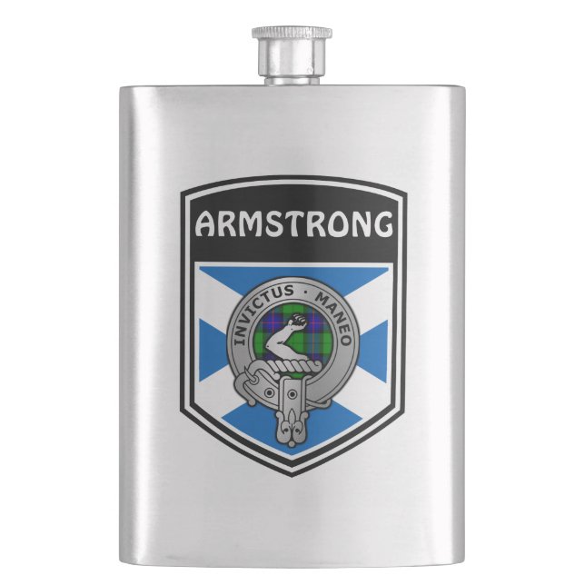 Clan Armstrong Crest & Tartan Flask (Front)