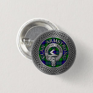 Clan Armstrong Crest & Tartan Knot Button