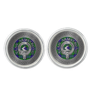 Clan Armstrong Crest & Tartan Knot Cufflinks