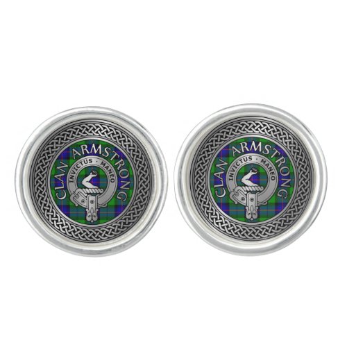 Clan Armstrong Crest  Tartan Knot Cufflinks