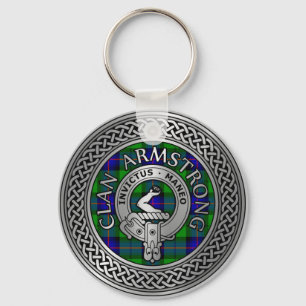 Clan Armstrong Crest & Tartan Knot Keychain
