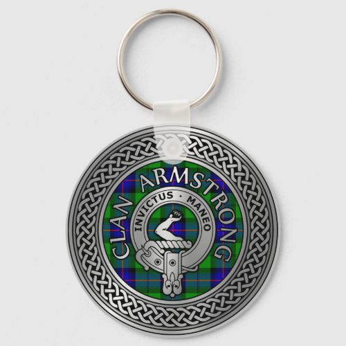 Clan Armstrong Crest  Tartan Knot Keychain