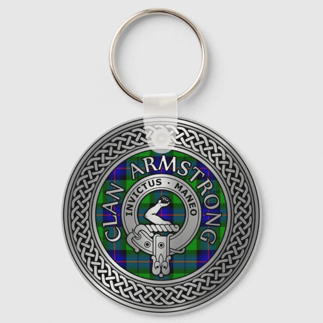 Clan Armstrong Crest & Tartan Knot Keychain (Front)