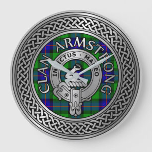 Clan Armstrong Crest & Tartan Knot Large Clock