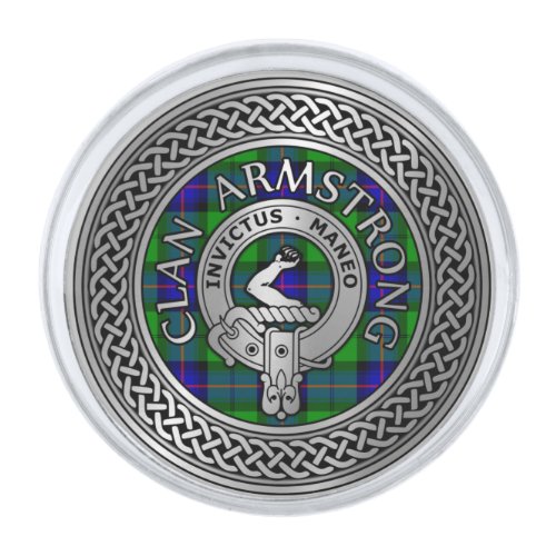 Clan Armstrong Crest  Tartan Knot Silver Finish Lapel Pin