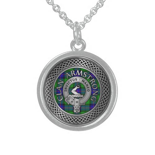 Clan Armstrong Crest  Tartan Knot Sterling Silver Necklace