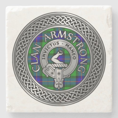 Clan Armstrong Crest  Tartan Knot Stone Coaster