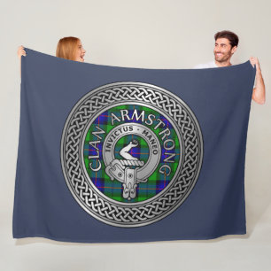 Clan Armstrong Crest & Tartan Knot Throw Blanket
