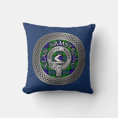 Clan Armstrong Crest  Tartan Knot Throw Pillow