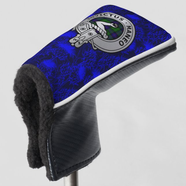 Clan Armstrong Crest & Tartan on Thistle Golf Head Cover (3/4 Front)
