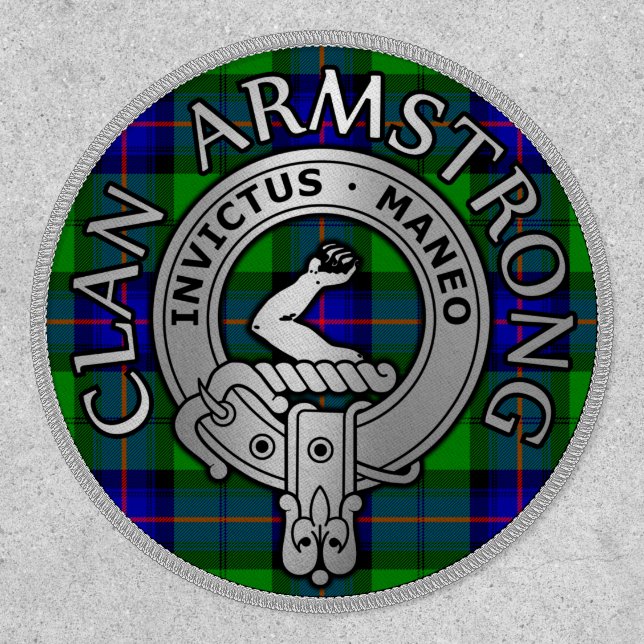 Clan Armstrong Crest & Tartan Shield Patch (Front)