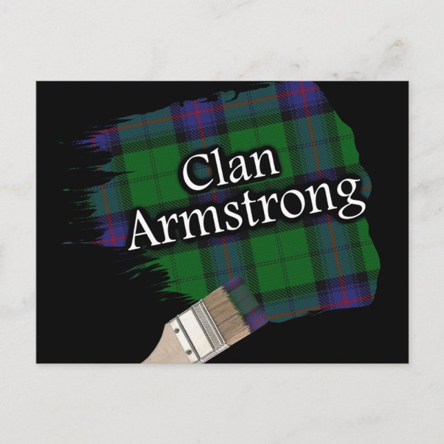 Clan Armstrong Scottish Tartan Paint Brush Postcard (Front)