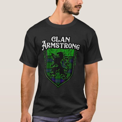Clan Armstrong Surname Scottish Tartan Lion Rampan T_Shirt