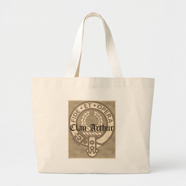 Clan Arthur Crest Badge Antique Large Tote Bag (Front)