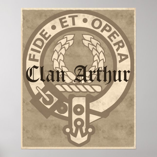 Clan Arthur Crest Badge Sepia Poster (Front)