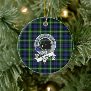 Clan Baillie Modern Badge Tartan Plaid Ceramic Ornament