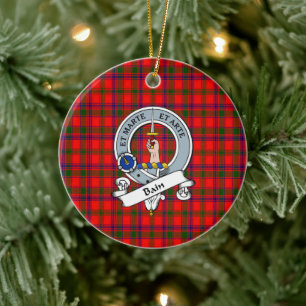 Clan Bain Badge Tartan Plaid Ceramic Ornament