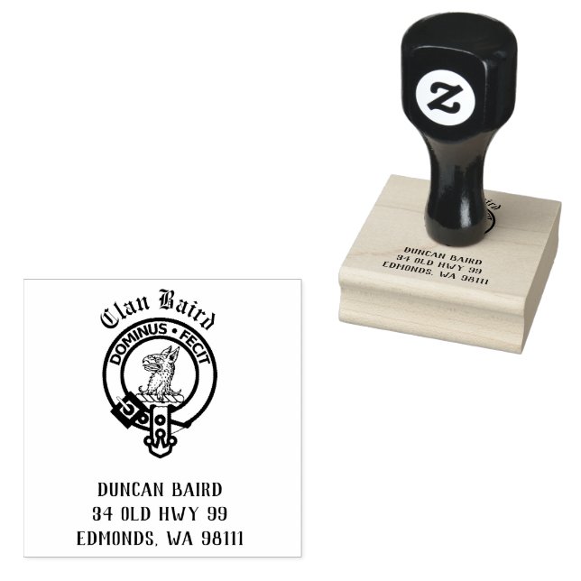 Clan Baird Crest Badge Customizable  Rubber Stamp (Stamped)