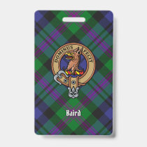 Clan Baird Crest over Tartan Badge