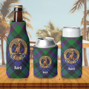 Clan Baird Crest over Tartan Bottle Cooler