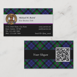 Clan Baird Crest over Tartan Business Card